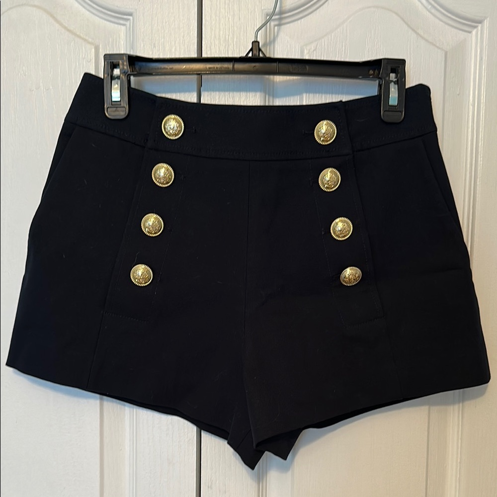 10 Crosby Derek Lam Midnight Blue Shorts with Gold Accents